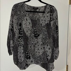 Style & Co  Black and Gray Patterned Blouse
Medium